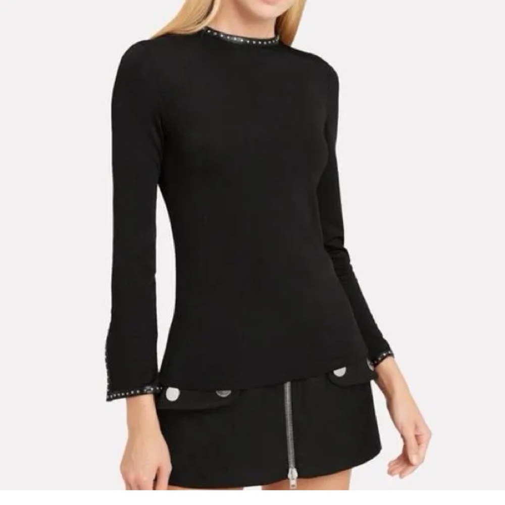 Helmut Lang Tops | Helmut Lang Black Jersey Top with Silver Studs